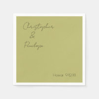 Minimalist Calligraphy Olive Green Travel Wedding