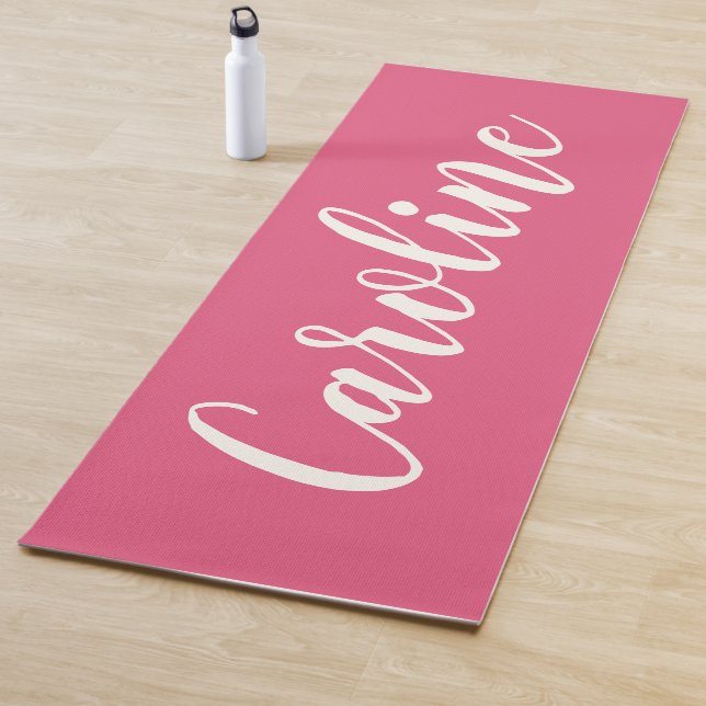 Minimalist Calligraphy Personalized in Hot Pink  Yoga Mat (In Situ)