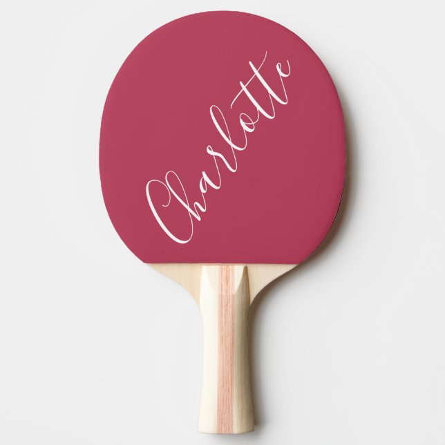 Minimalist Calligraphy Personalized Name Magenta  Ping Pong Paddle (Front)