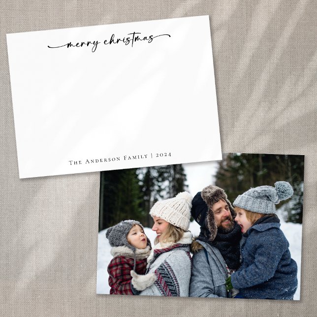 Minimalist Calligraphy Photo Christmas Holiday Card (Creator Uploaded)