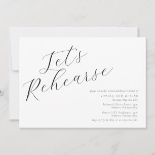 Minimalist Calligraphy Rehearsal Dinner Invitation