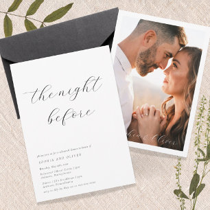 Minimalist Calligraphy Rehearsal Dinner Invitation