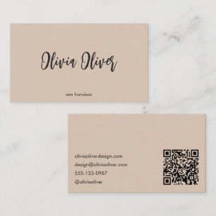 Minimalist Calligraphy Sandstone Modern QR Code Business Card