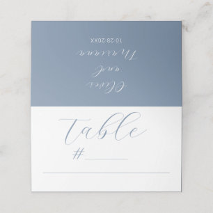 Minimalist Calligraphy Script Dusty Blue Wedding Place Card