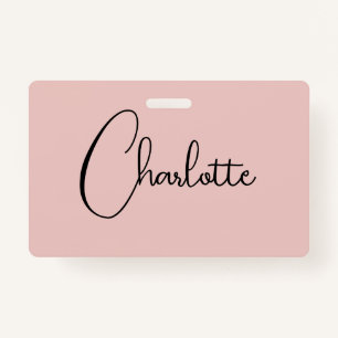 Minimalist Calligraphy Script Name Rose Gold Badge