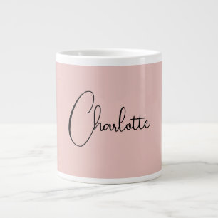 Minimalist Calligraphy Script Name Rose Gold Large Coffee Mug
