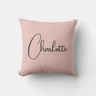 Minimalist Calligraphy Script Name Rose Gold Throw Pillow