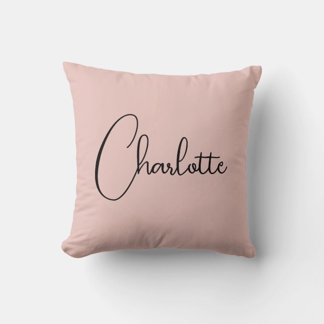 Minimalist Calligraphy Script Name Rose Gold Throw Pillow (Front)