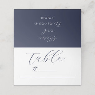 Minimalist Calligraphy Script Navy Blue Wedding Place Card