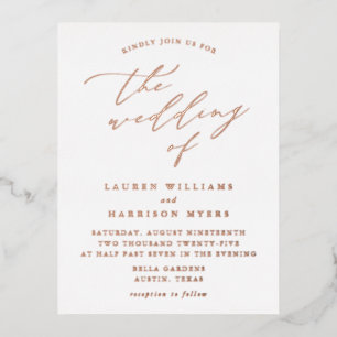Minimalist Calligraphy Script Wedding Foil Invitation Postcard