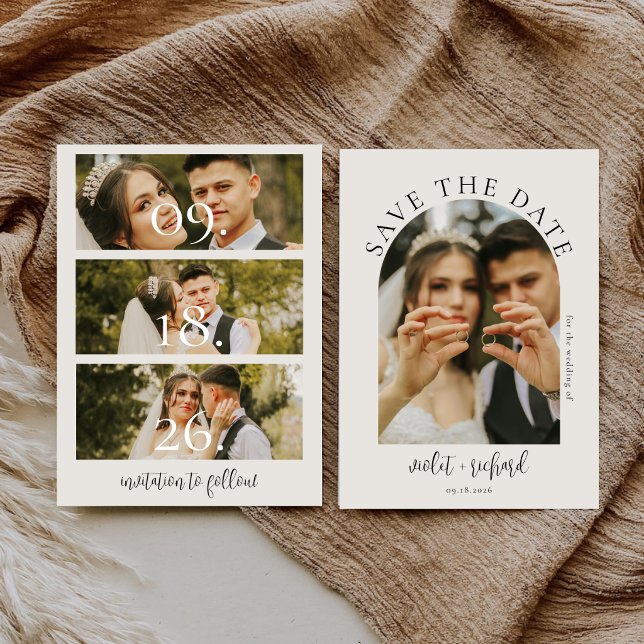 Minimalist Calligraphy Script Wedding Photo Save The Date (Creator Uploaded)