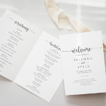 Minimalist Calligraphy Silver Folded Wedding Program<br><div class="desc">This minimalist calligraphy silver folded wedding program is perfect for a rustic wedding. The simple and elegant design features classic and fancy script typography in silver. Include a quote or short message, order of service, wedding party and thank you message.</div>