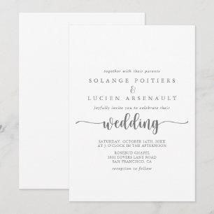 Minimalist Calligraphy Silver Wedding   Invitation