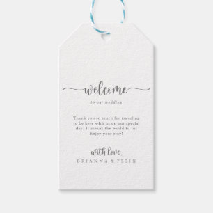 Minimalist Calligraphy Silver Wedding Welcome Gift Tags