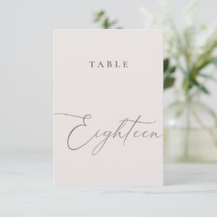 Minimalist Calligraphy Table Eighteen Table Number