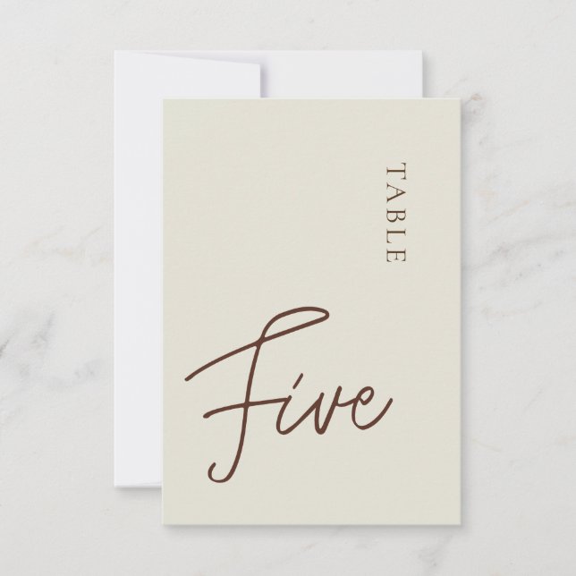 Minimalist Calligraphy Table five Table Number (Front)