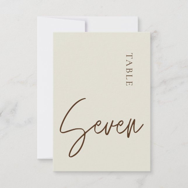 Minimalist Calligraphy Table seven Table Number (Front)