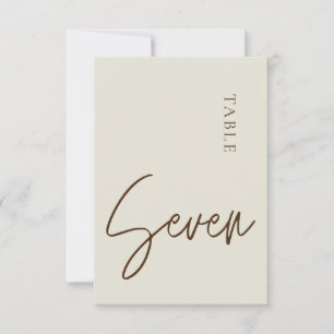Minimalist Calligraphy Table seven Table Number