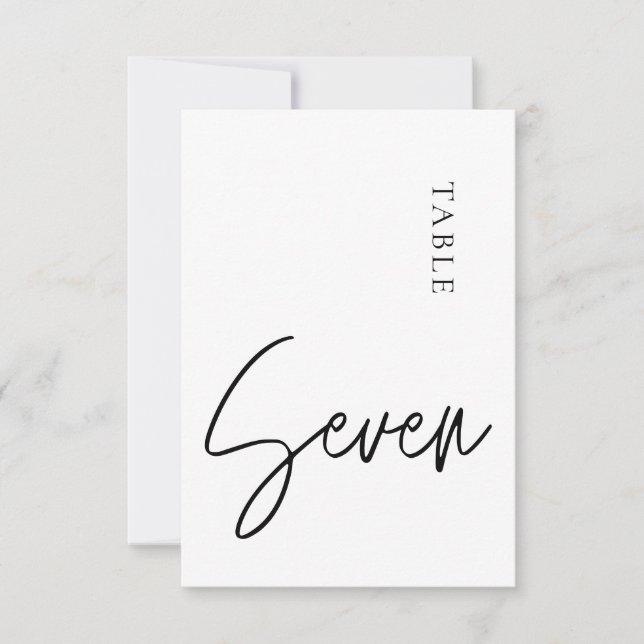 Minimalist Calligraphy Table seven Table Number (Front)