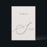 Minimalist Calligraphy Table Six Table Number<br><div class="desc">Help your guests find their way with these double sided table number cards. The neutral design features a minimalist card decorated with romantic and elegant typography. Designed to coordinate with for the «ETHEREAL» Wedding Invitation Collection. Other table numbers in the collection are sold separately. View the collection link on this...</div>