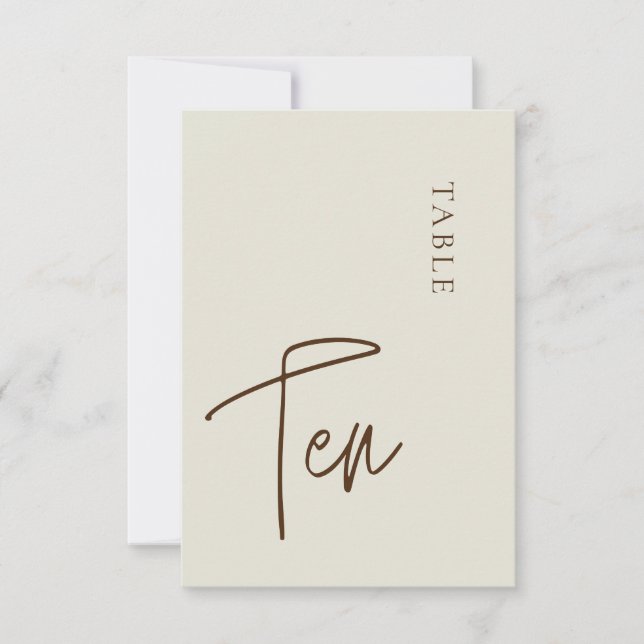 Minimalist Calligraphy Table ten Table Number (Front)
