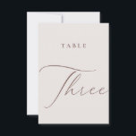 Minimalist Calligraphy Table Three Table Number<br><div class="desc">Help your guests find their way with these double sided table number cards. The neutral design features a minimalist card decorated with romantic and elegant typography. Designed to coordinate with for the «ETHEREAL» Wedding Invitation Collection. Other table numbers in the collection are sold separately. View the collection link on this...</div>