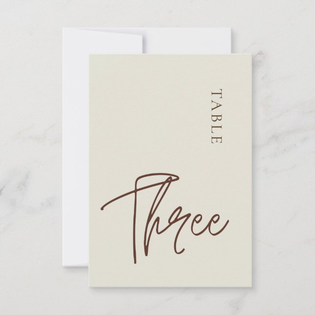 Minimalist Calligraphy Table three Table Number (Front)