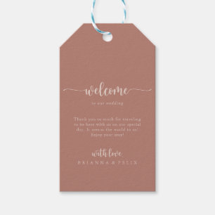 Minimalist Calligraphy Terracotta Wedding Welcome  Gift Tags
