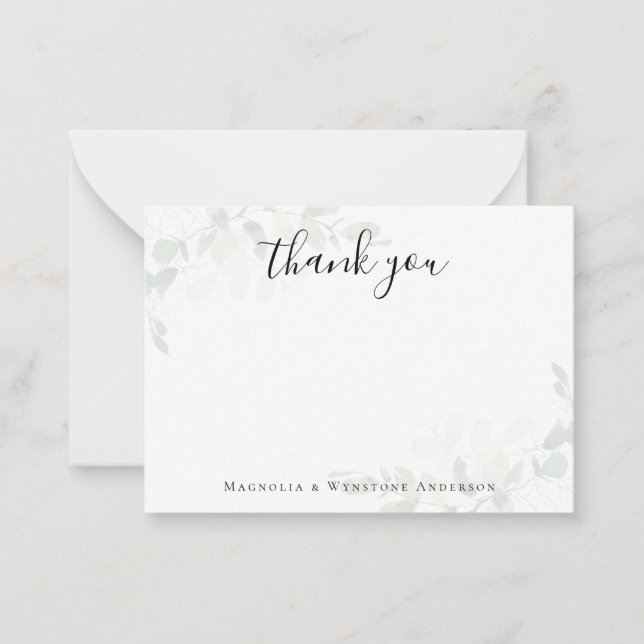 Minimalist Calligraphy Thank You Note Card (Front)