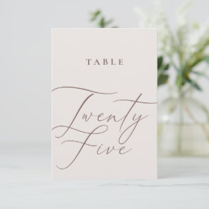 Minimalist Calligraphy Twenty Five Table Number