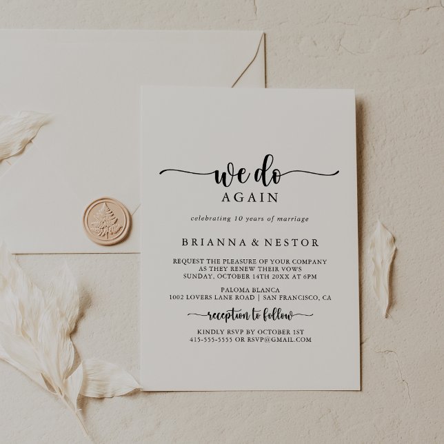 Minimalist Calligraphy We Do Again Vow Renewal  Invitation (Creator Uploaded)