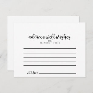 Minimalist Calligraphy Wedding Advice Card