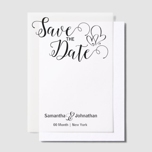 Minimalist calligraphy wedding invite Overlay Vellum Invitations (Offset)