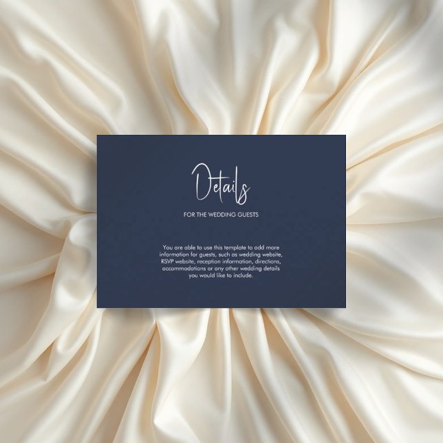 Minimalist calligraphy wedding navy blue  enclosure card (Creator Uploaded)