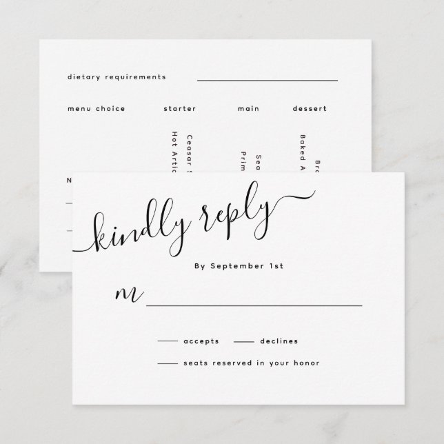 Minimalist Calligraphy Wedding RSVP Card (Front/Back)