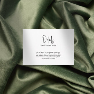Minimalist calligraphy wedding white enclosure card