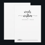 Minimalist Calligraphy Wedding Words of Wisdom  Advice Card<br><div class="desc">This minimalist calligraphy wedding words of wisdom advice card is perfect for a rustic wedding. The simple and elegant design features classic and fancy script typography in black and white. These cards are perfect for a wedding, bridal shower, baby shower, graduation party & more. Personalize the cards with the names...</div>