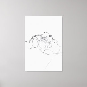 Minimalist Camera Sketch - Premium Canvas Print