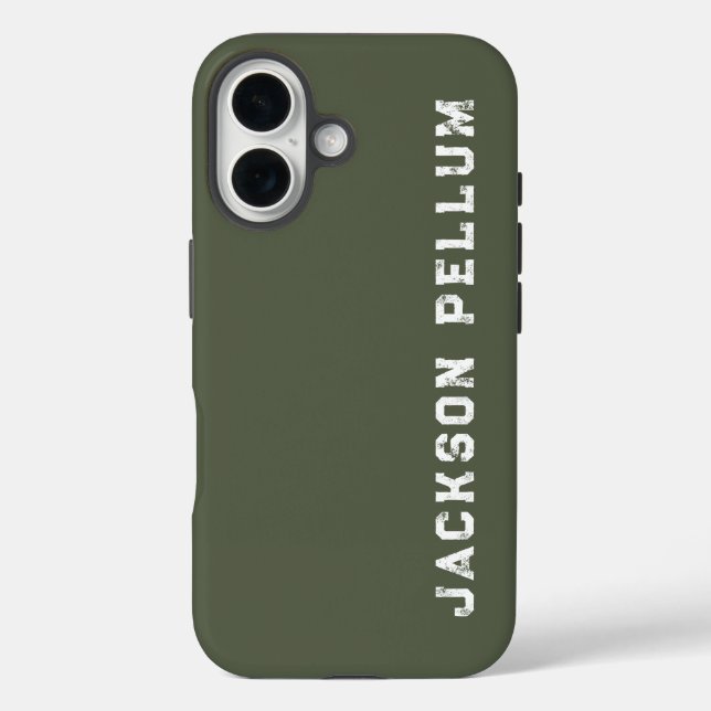 Minimalist Camo Green Monogram Name Case-Mate Case-Mate iPhone Case (Back)