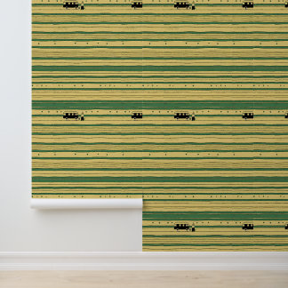 Minimalist Camping Scene: Retro Van and Abstract Wallpaper