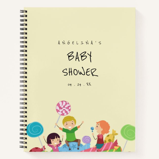 Minimalist Candy Baby Shower Gift List Notebook (Front)