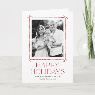 Minimalist Candy Cane Frame Photo Holiday Card