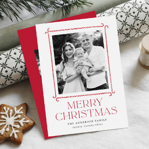 Minimalist Candy Cane Frame Photo Holiday Card