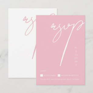 Minimalist Candy Pink Script Typography Wedding RSVP Card
