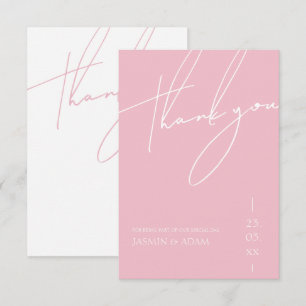 Minimalist Candy Pink Script Typography Wedding Thank You Card
