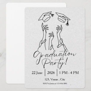 Minimalist Cap Graduation Party Announcement