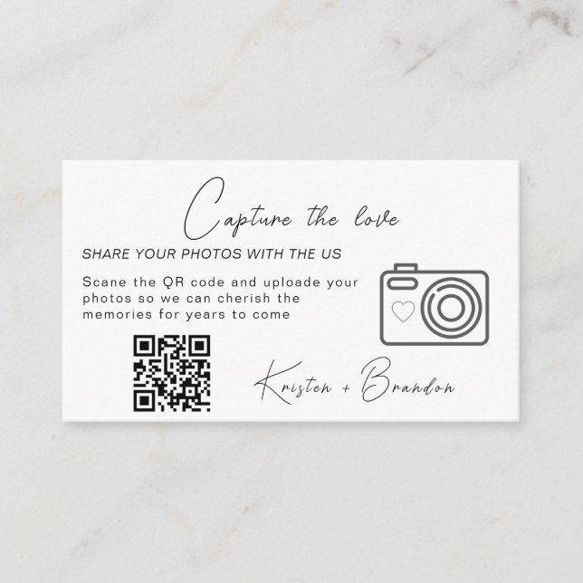 Minimalist Capture The Love Card Template, QR Code (Front)
