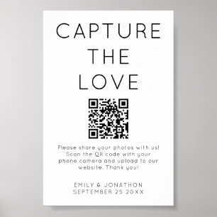 Minimalist Capture The Love QR code Wedding Sign