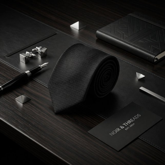 Minimalist Carbon Black Micro-Grid Geometric Tie (Creator Uploaded)
