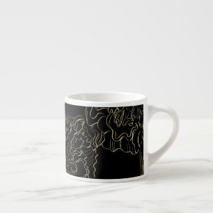 Minimalist Carnation Floral Hand Drawn Monogram Espresso Cup